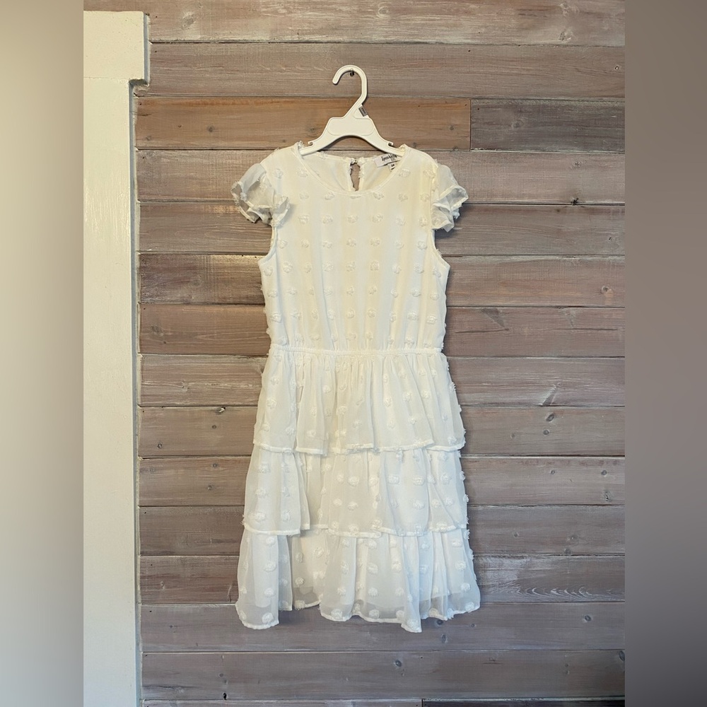 speechless kids white Swiss dot tiered Easter dress size 14 girls